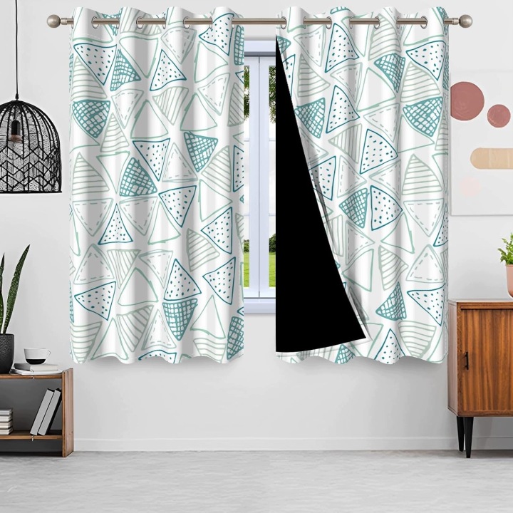 Záclony 117 x 183 cm 2 panely blackout geometrické modro-zelené