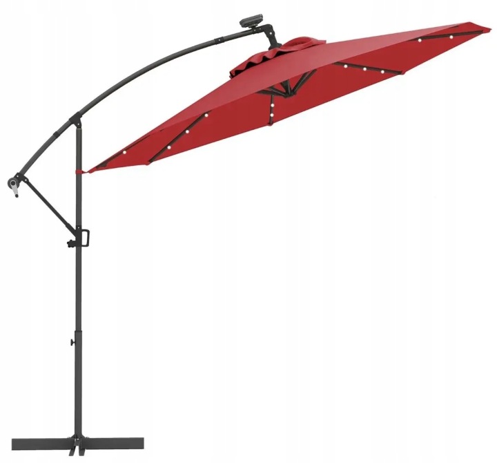 Led balkonový sluneční slunečník s klikou a naklápěním 300 cm
