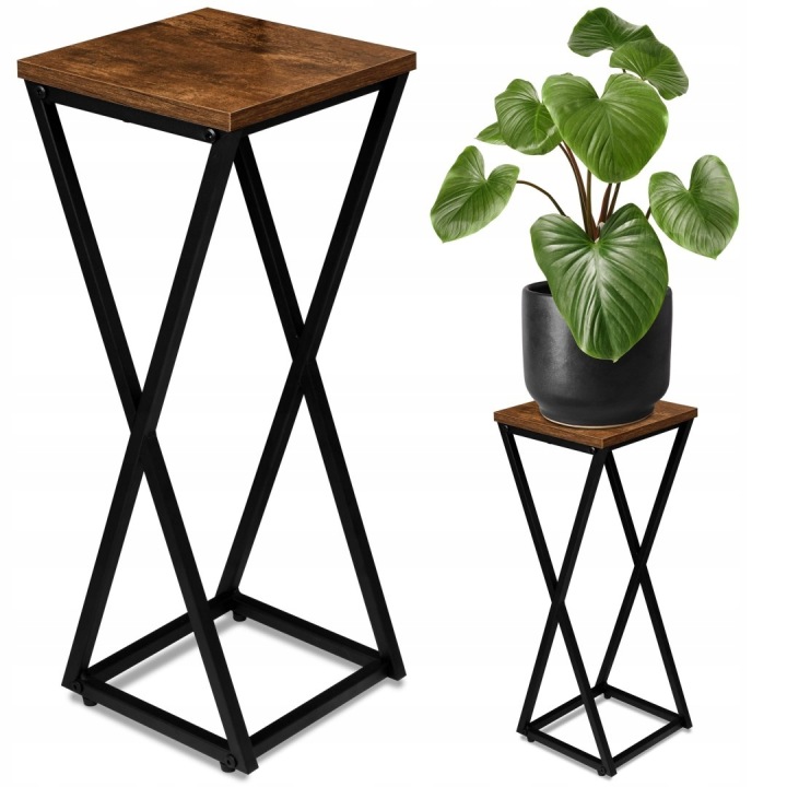 Držák Na Květináč loftový Konel černý zestárlý dub 62 cm