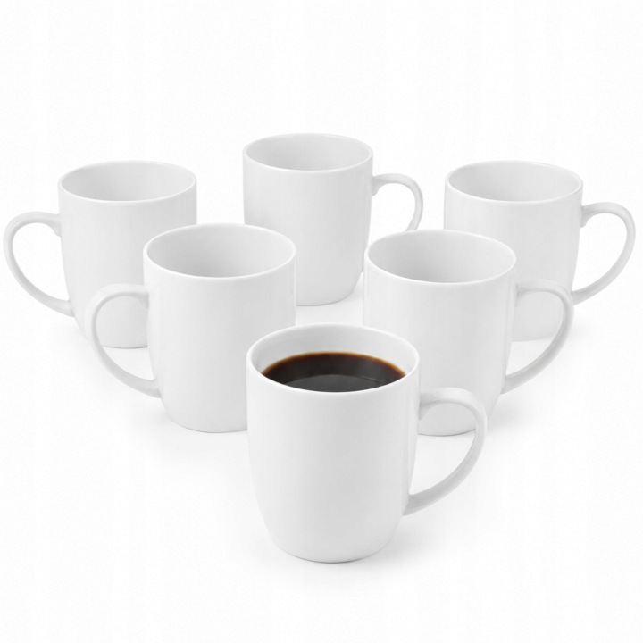 6 x Hrnek na kávu a čaj Velký 460 ml Wilmax Bílý Porcelánový Elegantní