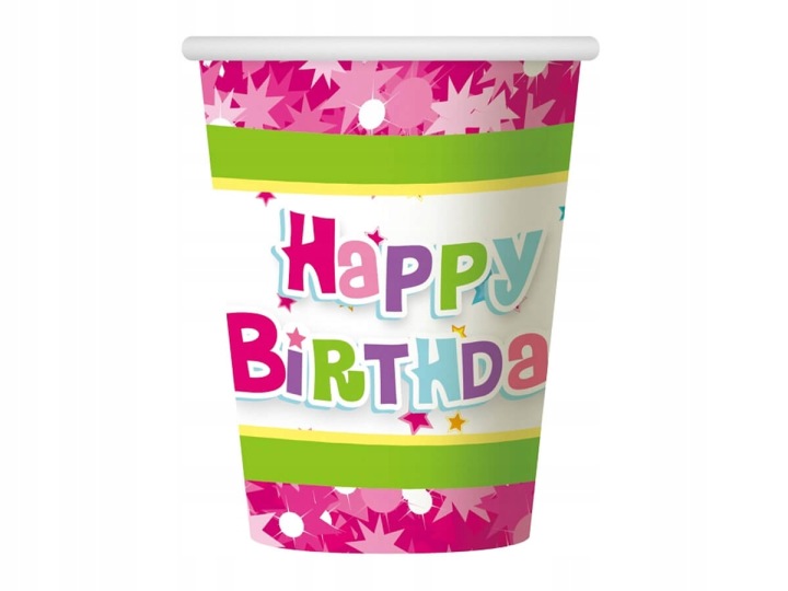Стаканчики одноразові Happy Birthday рожеві 6 шт.