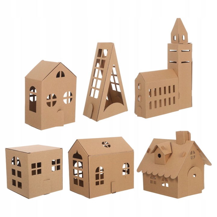 6 шт. Міцний Paper Cardboard House Набір для дітей Arts and Рукоділля — фото 5