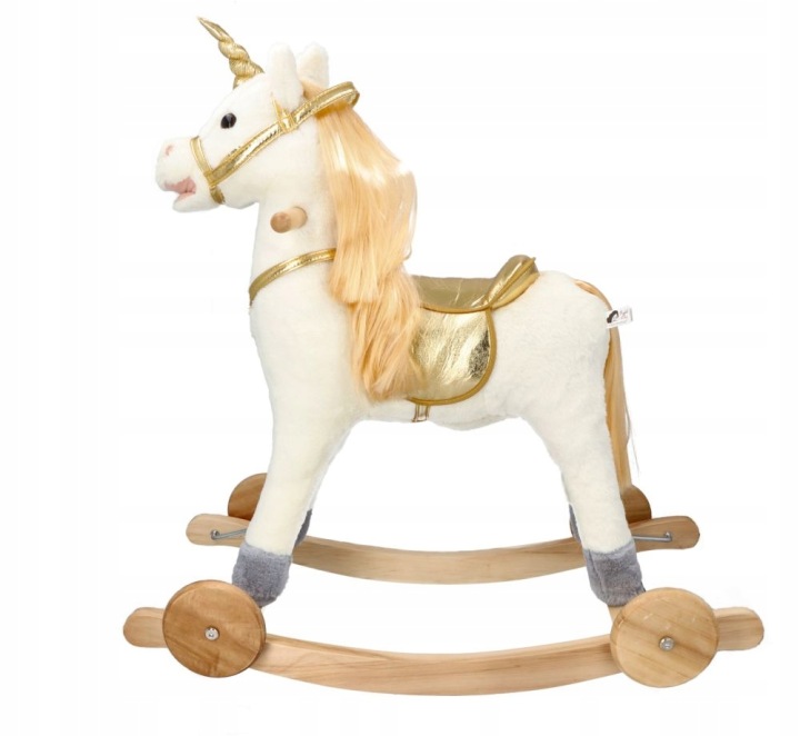 Adam Toys Золотий Єдиноріг 2 в 1 - конячка-гойдалка і каталка 3+ — фото 5