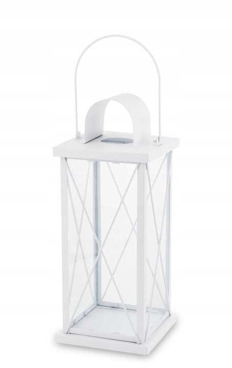 Lampion Kovový Bílý H56CM Dekorativní lucerna Interiéry zahrady Artpol