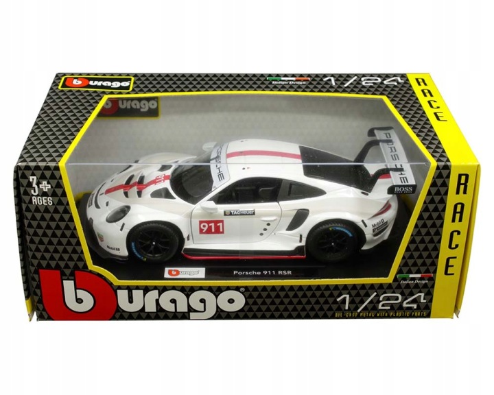 BBURAGO модель 18-28013 PORSCHE 911 RSR GT білий 1:24 — фото 10