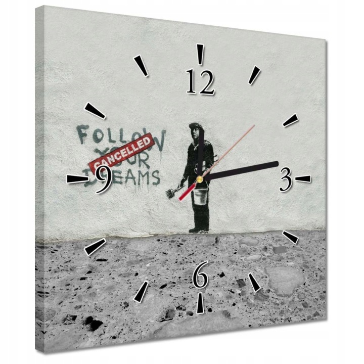 Hodiny 30x30 Banksy Follow Your Dreams