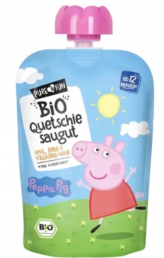 Пюре / пюре яблуко- груша з вівсом, без цукру Біо 100 г Свинка Peppa