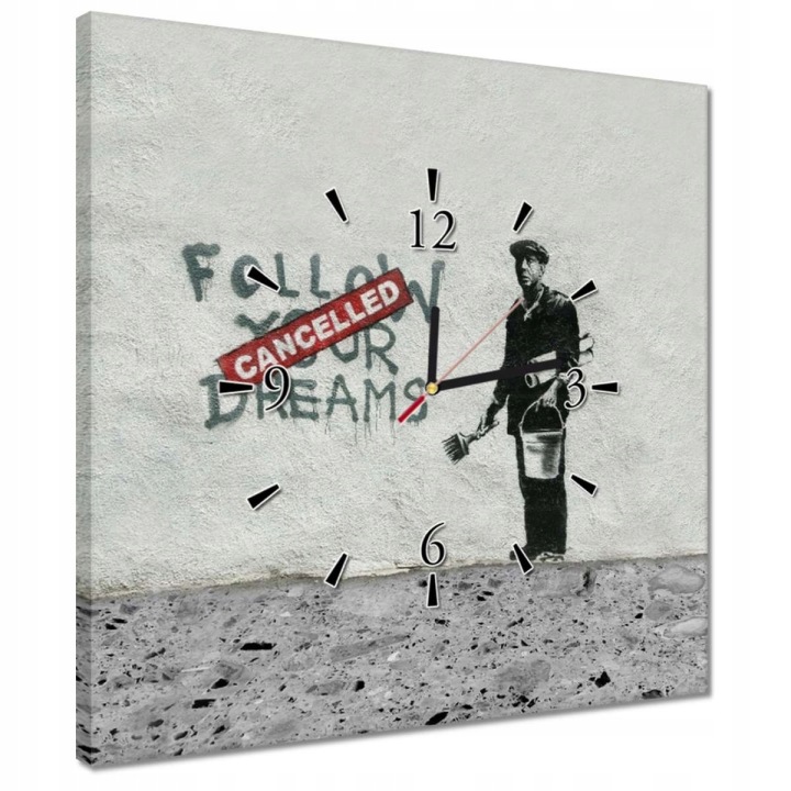 Hodiny 40x40 Banksy Follow Your Dreams