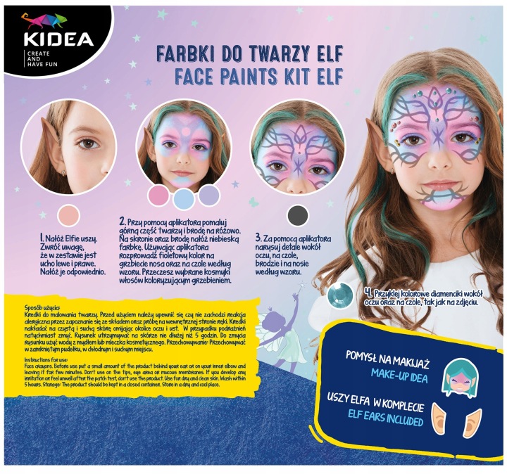 Фарба для аквагриму kidea Elfie вуха 4 колір. Derform (FDTZEUKA) — фото 5