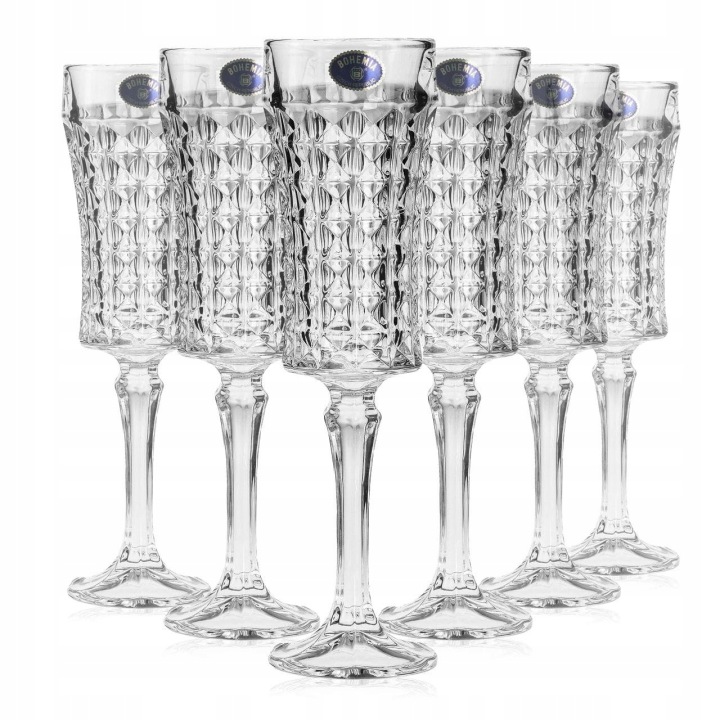 Křišťálové skleničky na šampaňské Bohemia Diamond 120 ml 6 ks