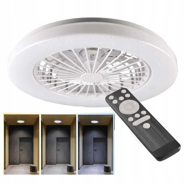 Ventilátor, stropní ventilátor, Led lampa 63W Cct, paměť barev dálkový ovladač 50 cm