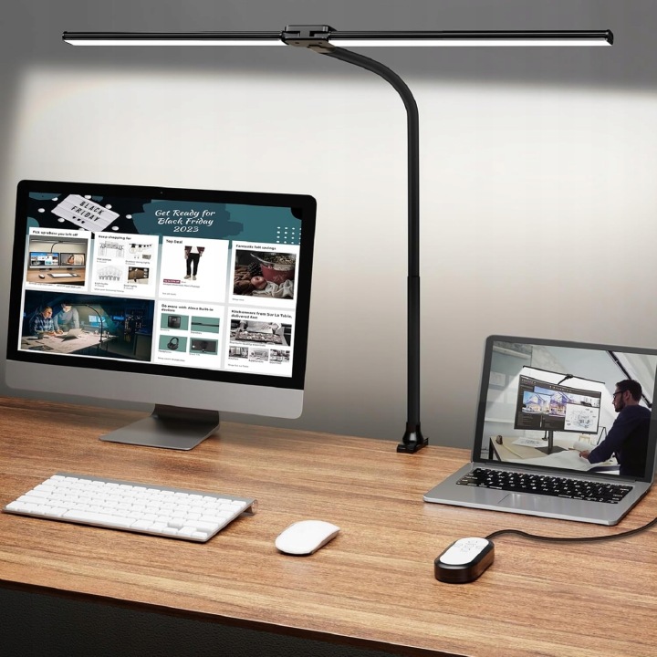 Dvouhlavá stolní lampa s 5 úrovněmi teploty barev, stmívatelná