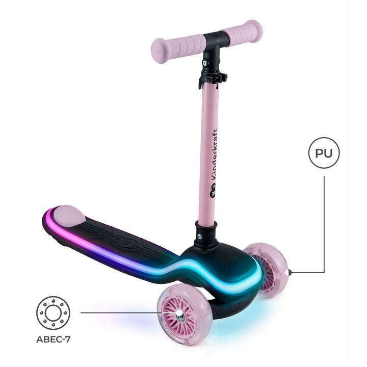 KINDERKRAFT самокат триколісний ракетка 2 LED складана ABEC-7 для 2 років+ — фото 3