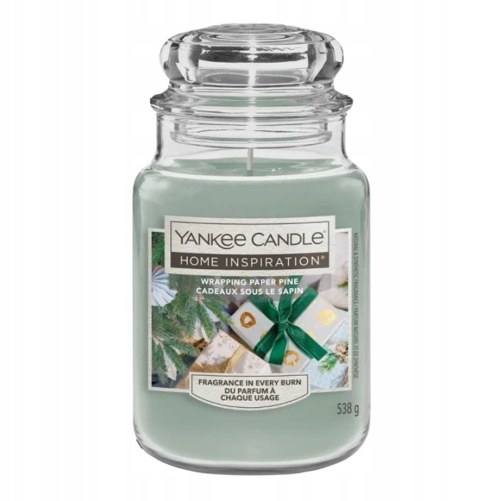 Yankee Candle Wrapping Paper Pine, Velká vánoční vonná svíčka 538 g