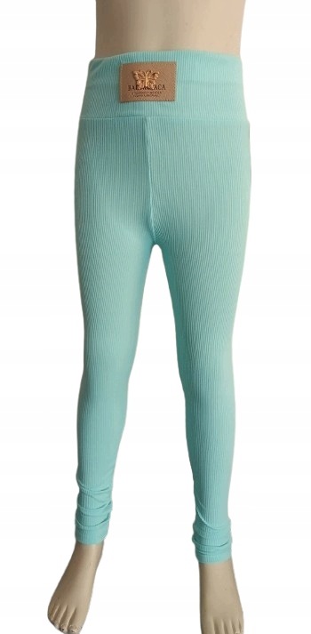 Legginsy prążkowane dziewczęce z wysokim stanem cienkie — zdjęcie 2