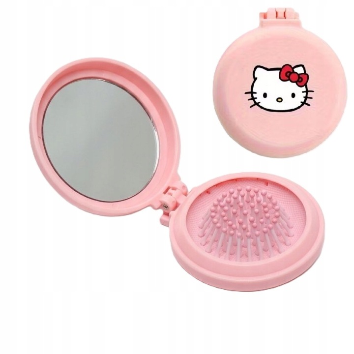 Щітка Складана з Дзеркальцем Hello Kitty Рожева Маленька Компактна