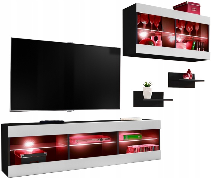 Sada Rtv nábytku Tivoli SET3 Černá/Bílá, Rgb Led