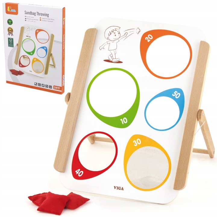 GRA ZRĘCZNOŚCIOWA DLA DZIECI RZUT DO CELU VIGA ZABAWKA DREWNIANA