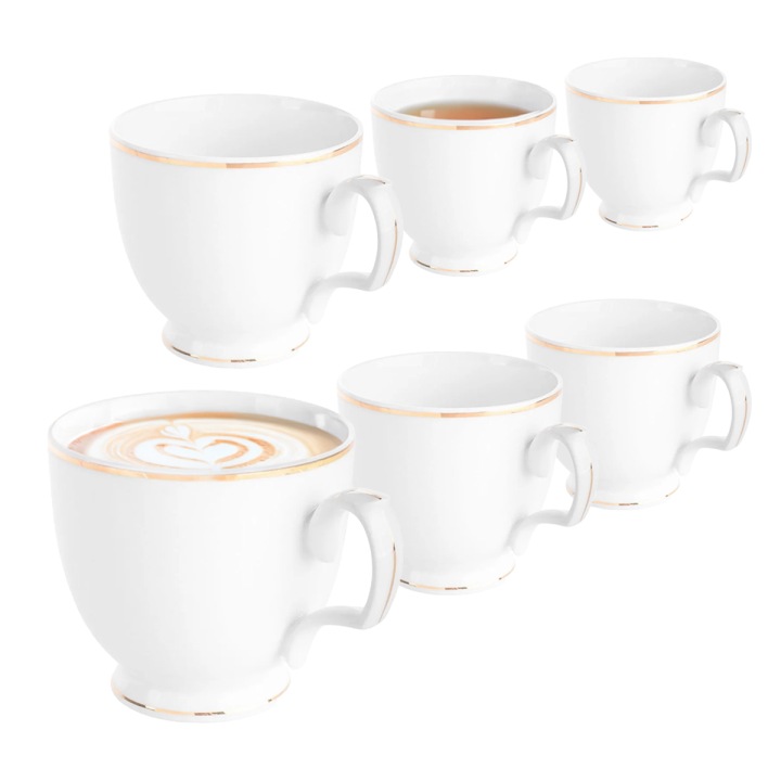 Šálek porcelánových šálků na kávu MariaPaula Zlatá linka 350 ml 6 ks