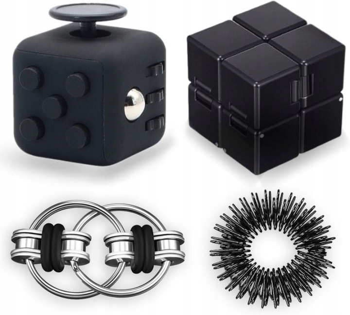 4 шт. Фіджет-іграшка Сенсорна Toy Набір, Cube Toy, Infinity Cube, Key Flippy Ланцюг