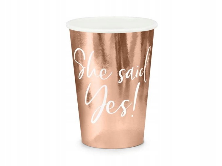Стаканчики She said yes!, рожеве золото, 220 мл (1 уп. / 6 шт.)