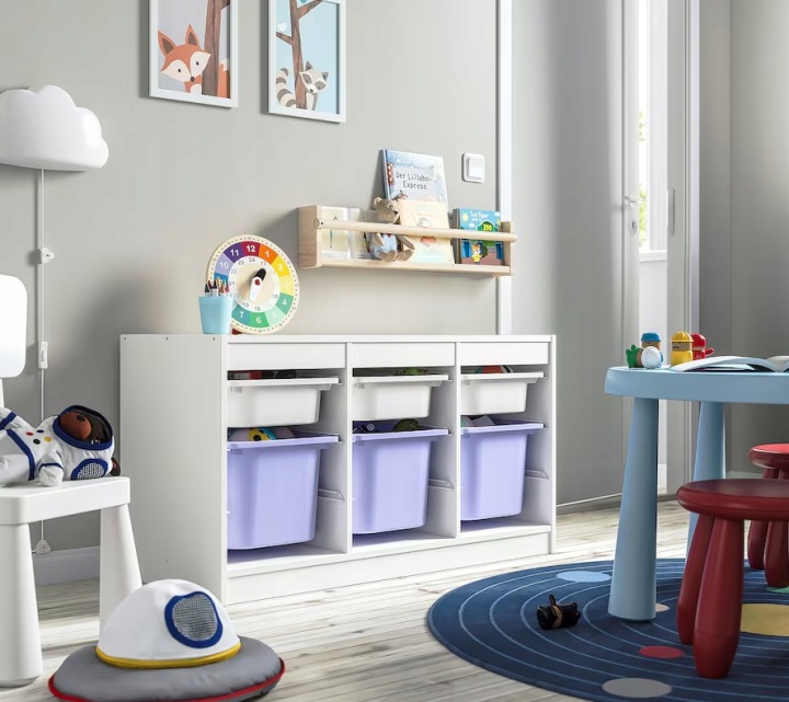 IKEA TROFAST стелаж білий + 6 контейнерів білий/бузковий — фото 2