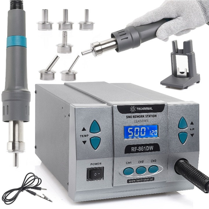 Hot-Air pájecí stanice Techrebal 861DW 1000W turbínová sada trysek