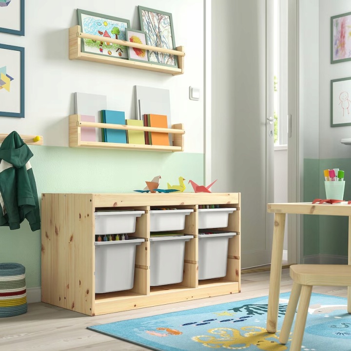 Ikea Стелаж з контейнерами Trofast 93x44x52 Сосна / Білий / Сірий — фото 5