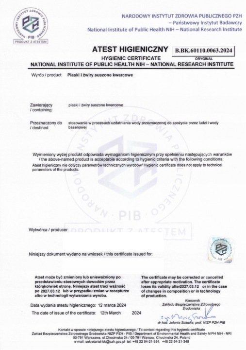 Пісок кварцовий преміум Для Фільтрів Води Питної І Басейнів 20 кг 0,5-1,2 мм