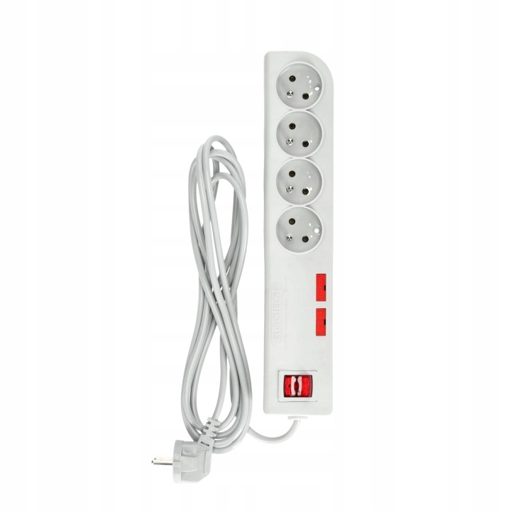 Prodlužovací Kabel 4 zásuvky Protipřepěťová lišta Vypínač 3 m