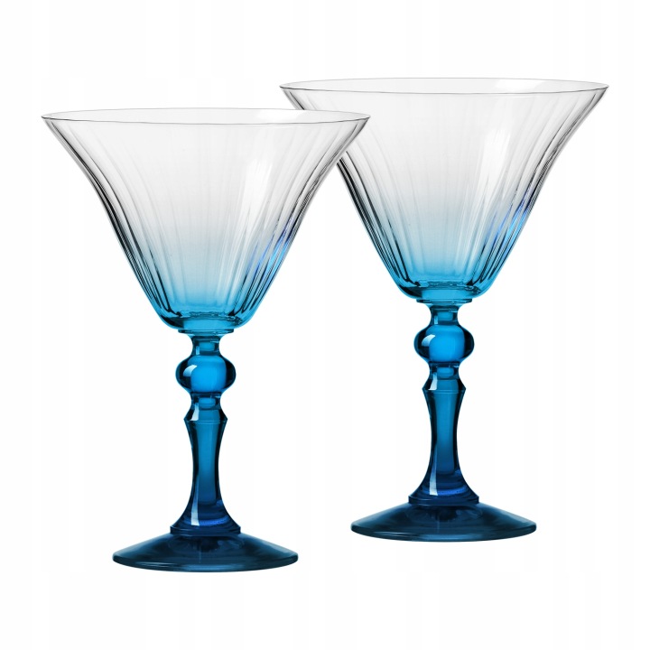 Stínované skleničky na Krosno martini Bubble s modrou nožkou 170 ml 2ks