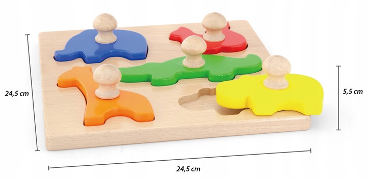 Viga Drewniane Puzzle z Pinezkami Zwierzęta Marka Viga