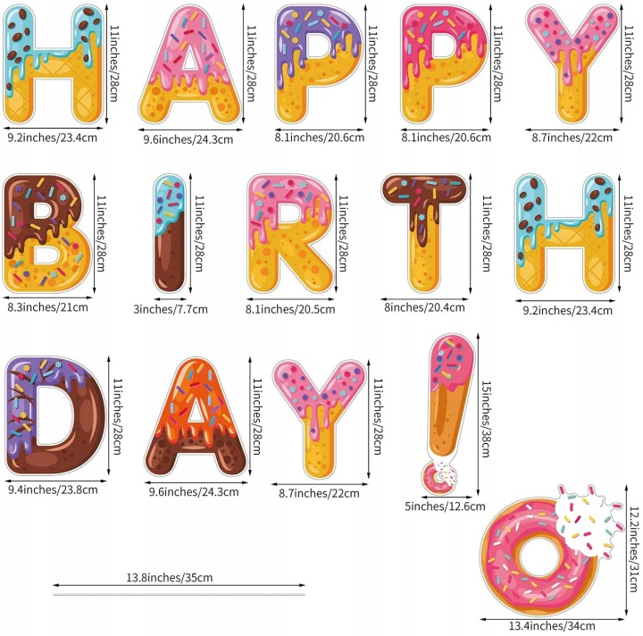 Напис HAPPY BIRTHDAY Пончики 15 Елементів
