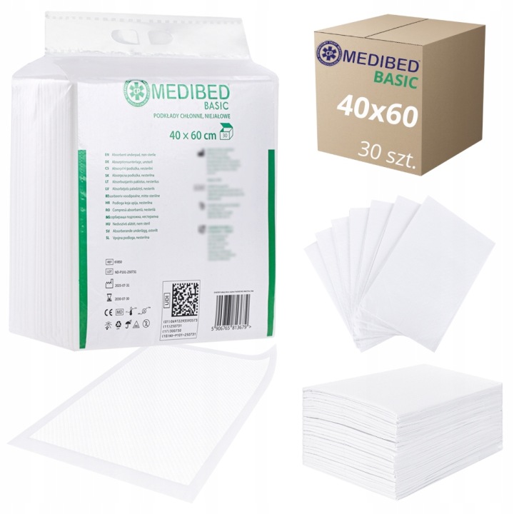 Підкладки для пеленання гігієнічні MEDIBED BASIC 40x60 360 мл 30 шт.