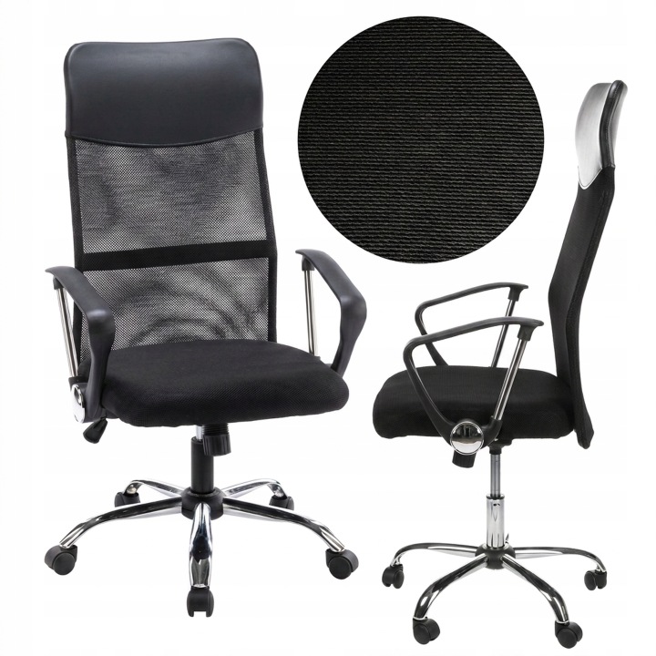 Kancelářská otočná židle Ergonomická nastavitelná černá síťka