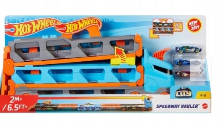 HOT WHEELS транспортер машинок 2 в 1 розкладні рейки гоночні + 3 машинки — фото 8