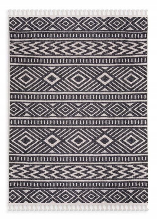 Koberec 120x170 Linea 1 Boho Tmavě šedý Krémový