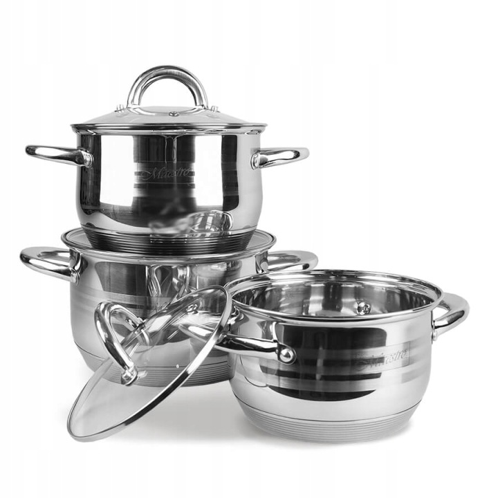 Set 3 hrnců s poklicí, indukce a plyn 2,1/2,9/3,9 l Maestro MR-3513-6M