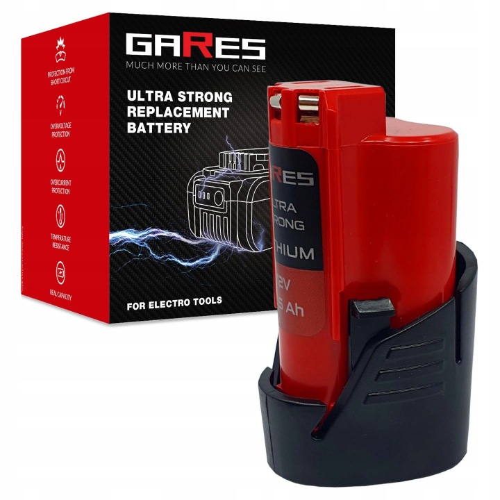 Akumulátor Gares pro Milwaukee M12 2312-21 2403-22 BID-0 12V 2,5Ah