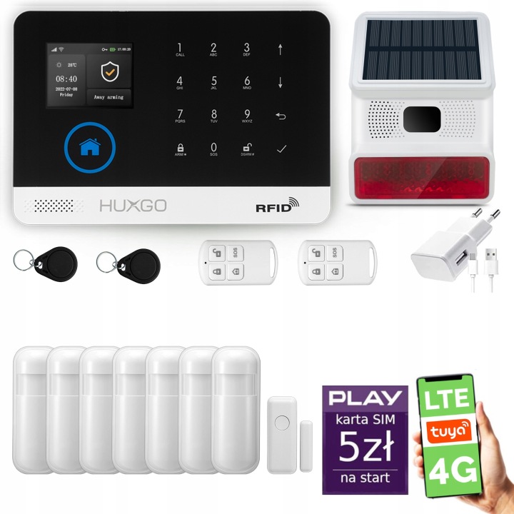 Bezdrátový alarm WiFi Gsm 4G, Tuya, sada alarmu Huxgo HXA003 R7BS