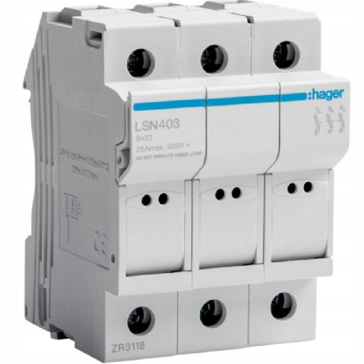 Modulární pojistková základna 3P 25A 500V LSN403 8.5x32
