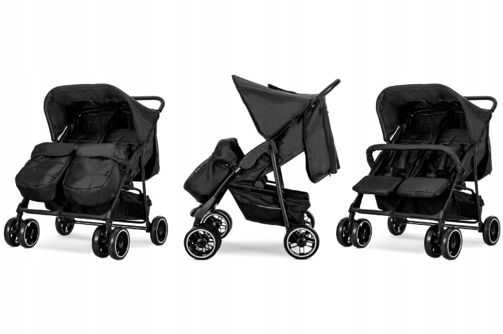 Подвійний візок прогулянковий для близнюків Lorelli Twin чорний — фото 2