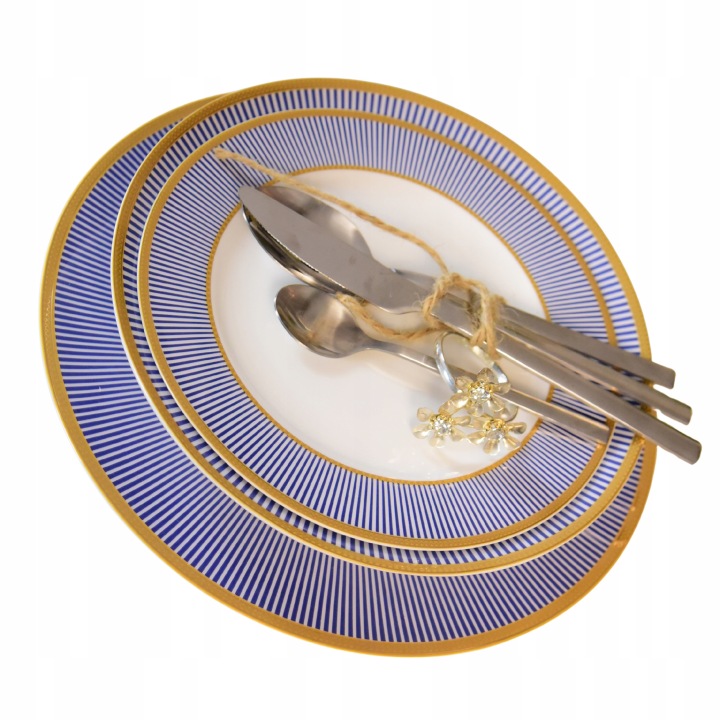 Elegantní 18dílná porcelánová jídelní servis souprava se zlatým forma pro 6 osob