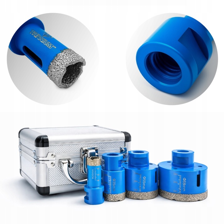 Korunkový Vrták s diamantovou korunkou na dlažbu, sada 20-68 mm M14 Titanium