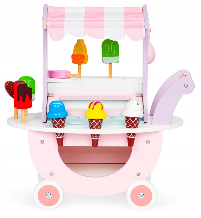 Дерев'яний візок магазин морозива для дітей магазин 12 елементів ECOTOYS EcoToys