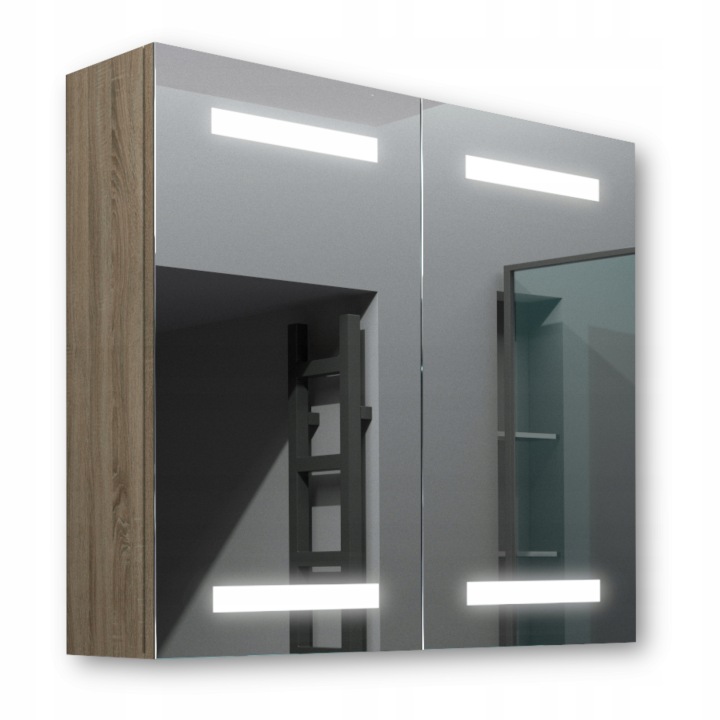 Dřevěná skříňka 80x70 Led zrcadlo Ares Sonoma