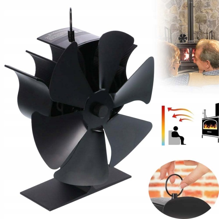 6-TI Lamelový Krbový Ventilátor Napájený Teplem Nevyžaduje Baterie