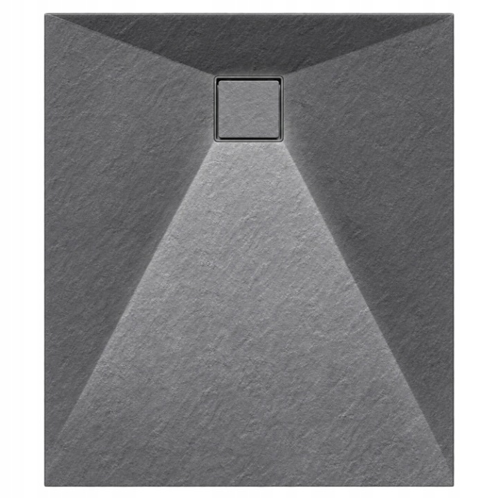 Sprchová Vanička 100x80 CM Obdélníková Nízká Šedá Struktura Kamene Teja Se Sifonem