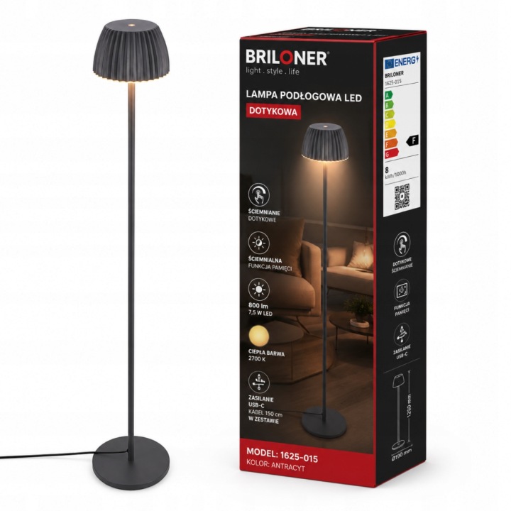 Stojací Led stojací lampa Dotyková se stmíváním Teplá barva Usb-c