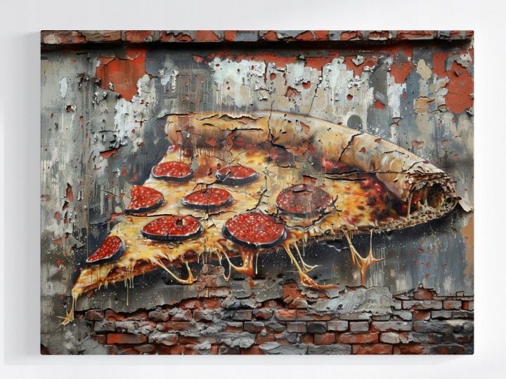 Plakát Graffiti Street Art Cihlová Zeď Pizza 100x75